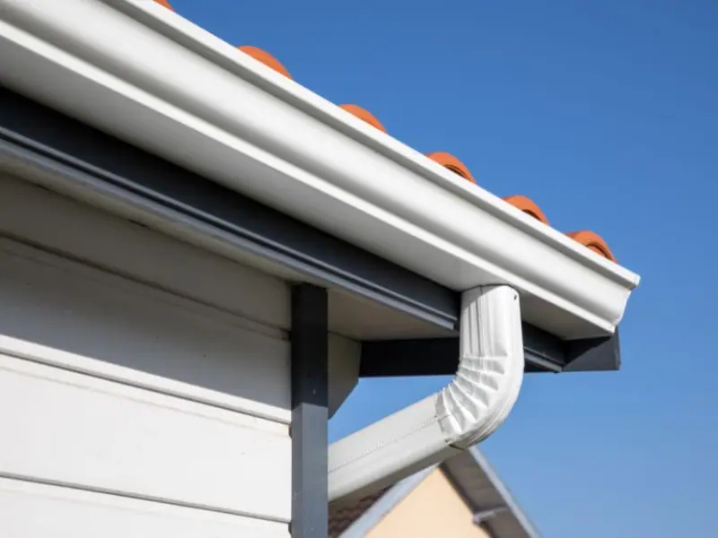 Seamless gutter and downspout on a Rochester home